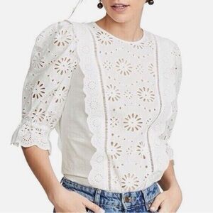 Veronica Beard Gale Eyelet Lace Blouse